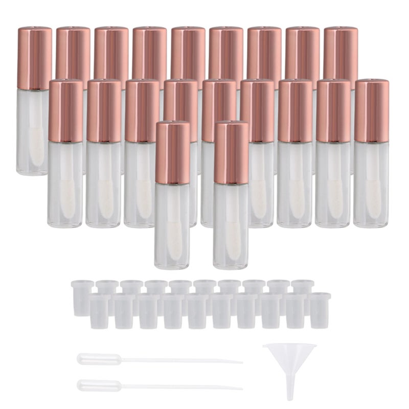 RDEXP 12ml Mini Refillable Travel Empty Lip Gloss Bottle Tube Vials Containers Inner Stopper Set of 20 Rose Gold